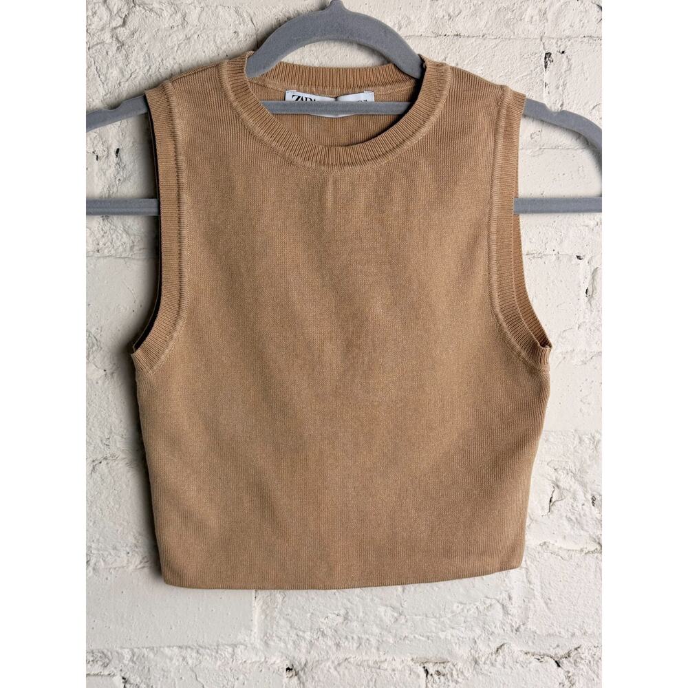 Zara Camel/Tan Sleeveless Knit Tank Top